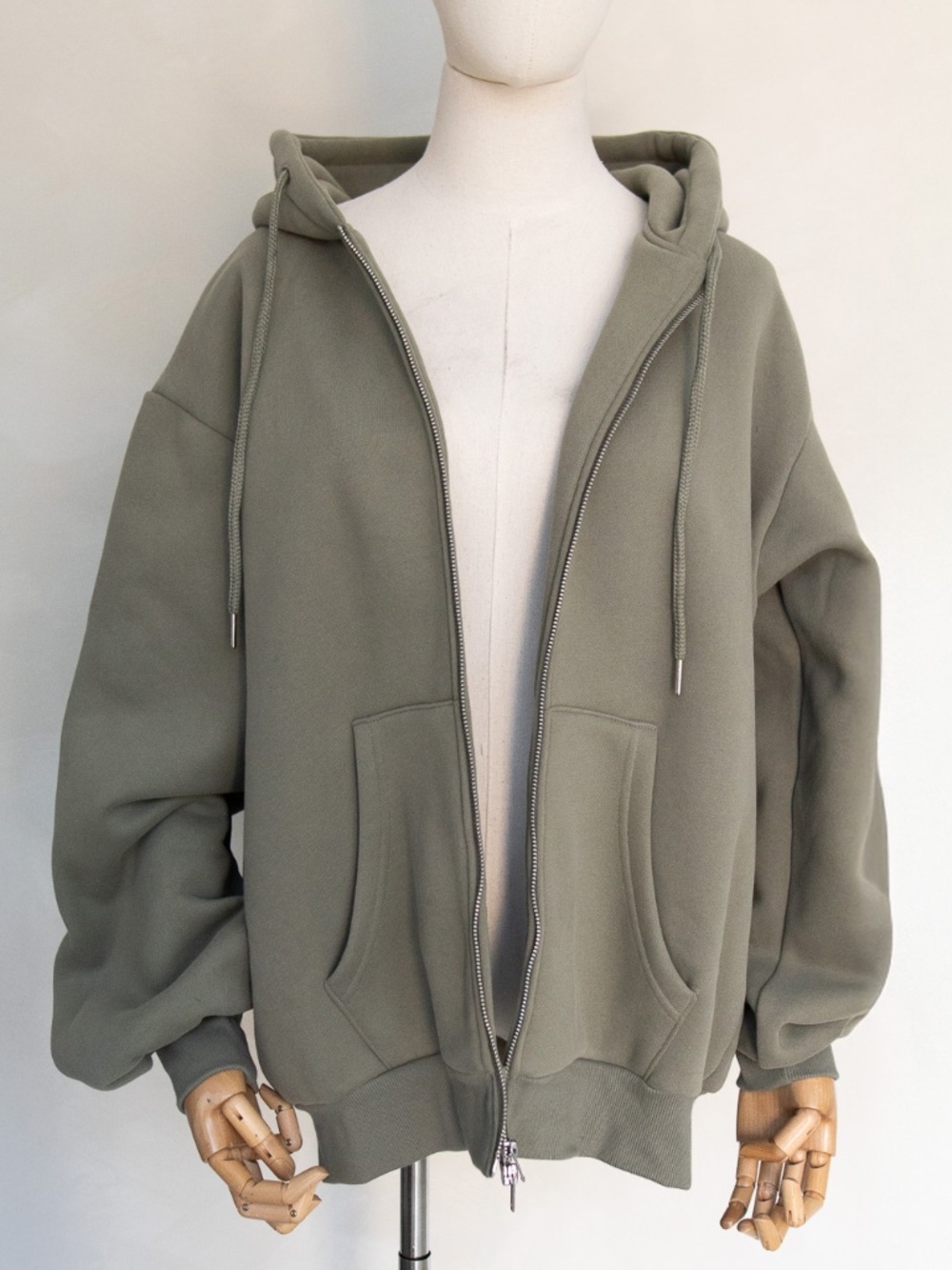 NWT Sage Green Oversized Zip Up Hoodie Heavyweight Fleece Size M by ArtcareShop
